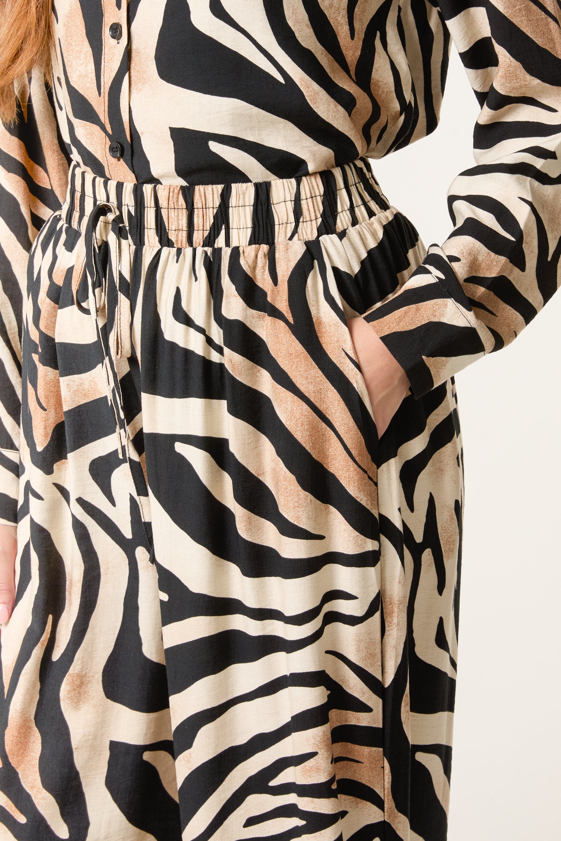 Zebra Print Wide Leg Trousers