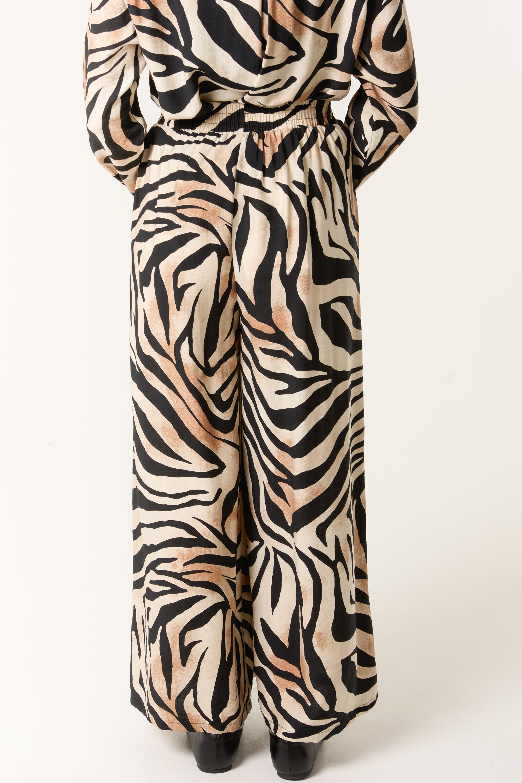 Zebra Print Wide Leg Trousers