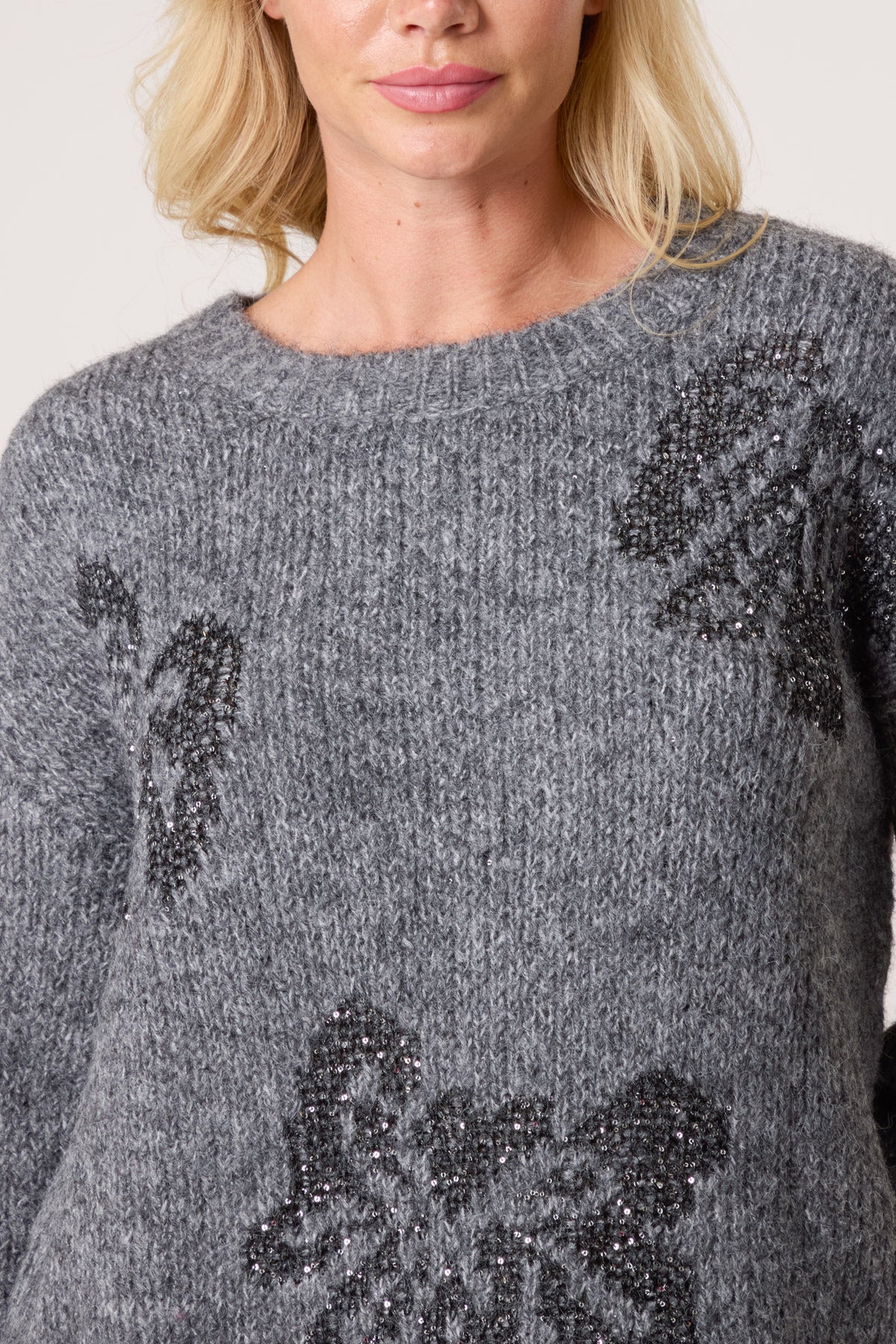 Sparkly Bow Knitted Jumper