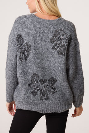 Sparkly Bow Knitted Jumper