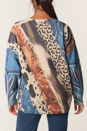 Mixed Animal Print Knit Jumper