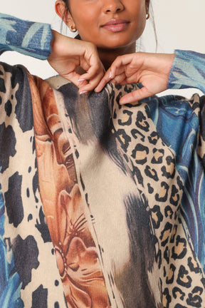 Mixed Animal Print Knit Jumper