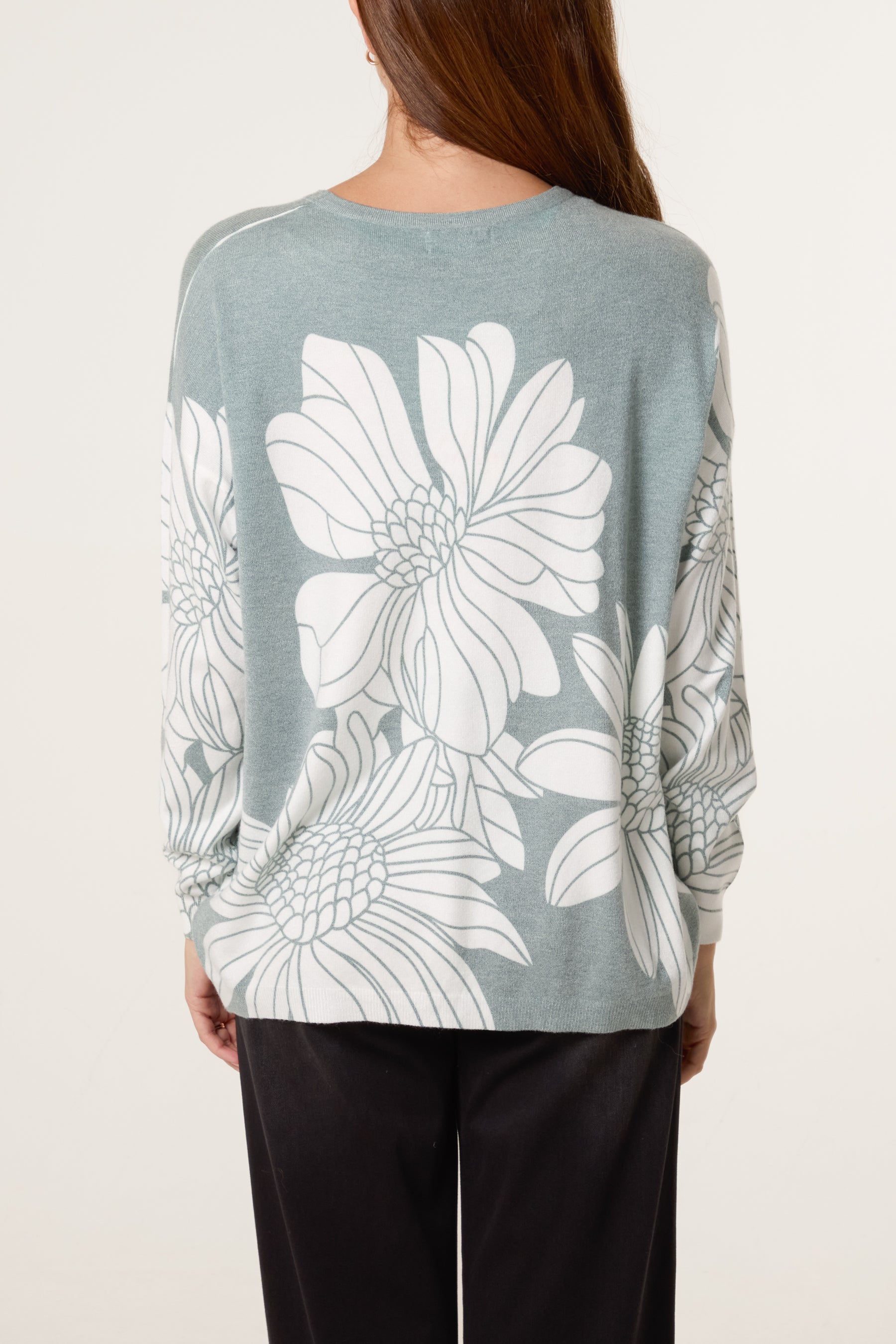 Embellished Flowers Fine Knit Jumper