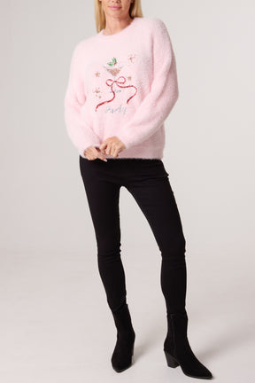 Sequin Embellished Cocktail Festive Jumper
