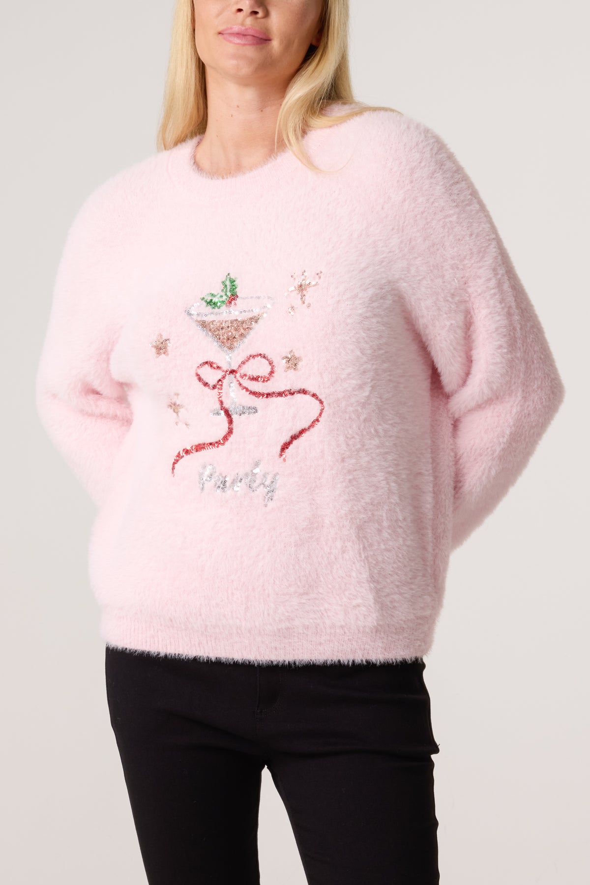 Sequin Embellished Cocktail Festive Jumper