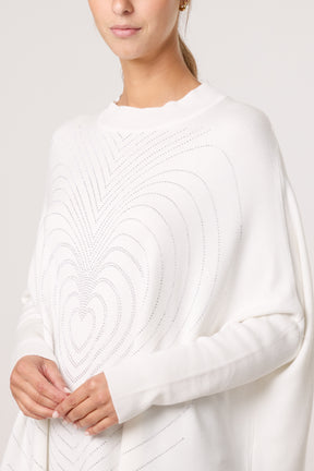 Batwing Diamante Heart High Neck Jumper
