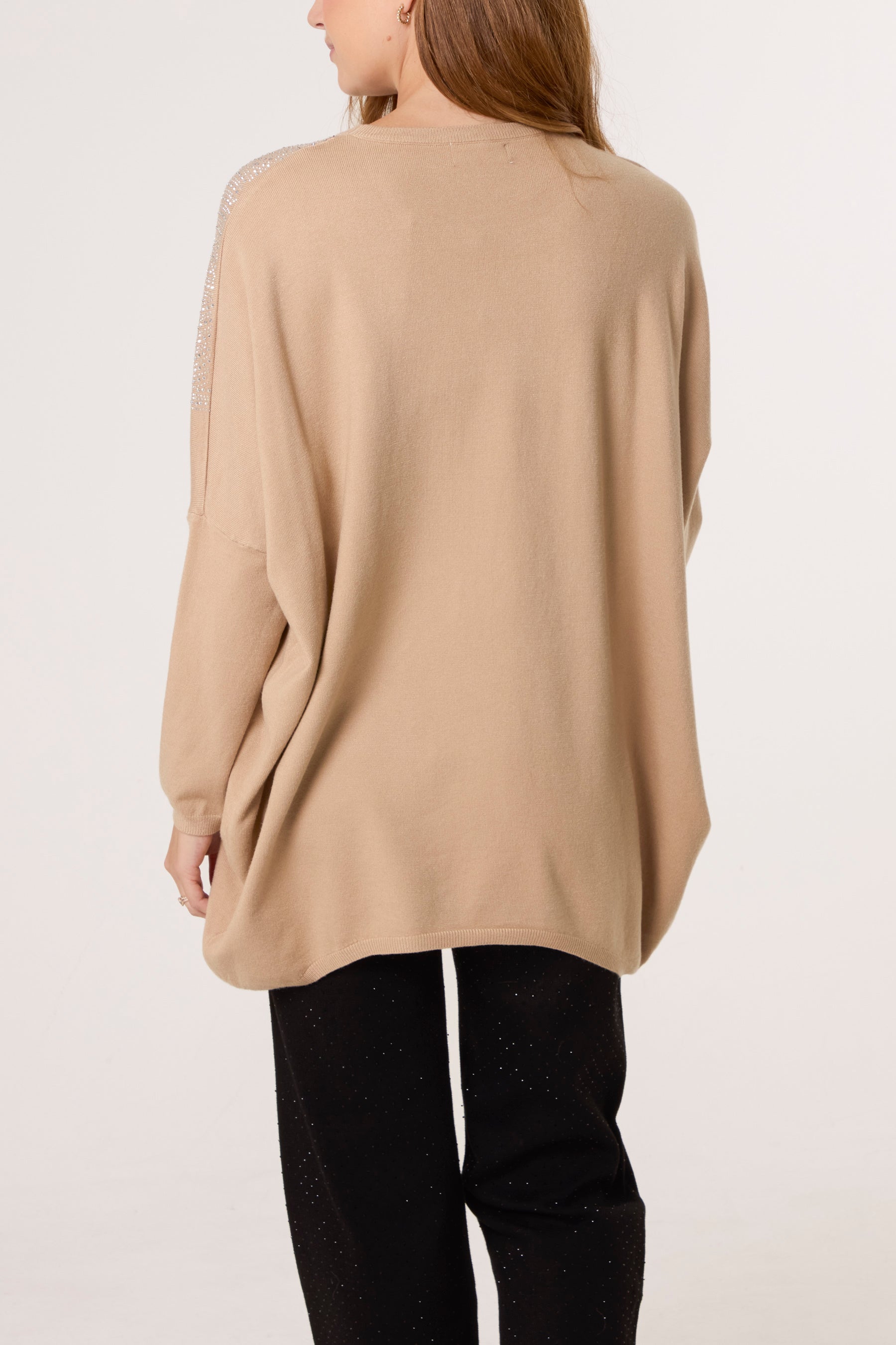 Diamante Spikes Round Neck Jumper