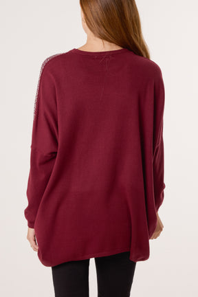 Diamante Spikes Round Neck Jumper