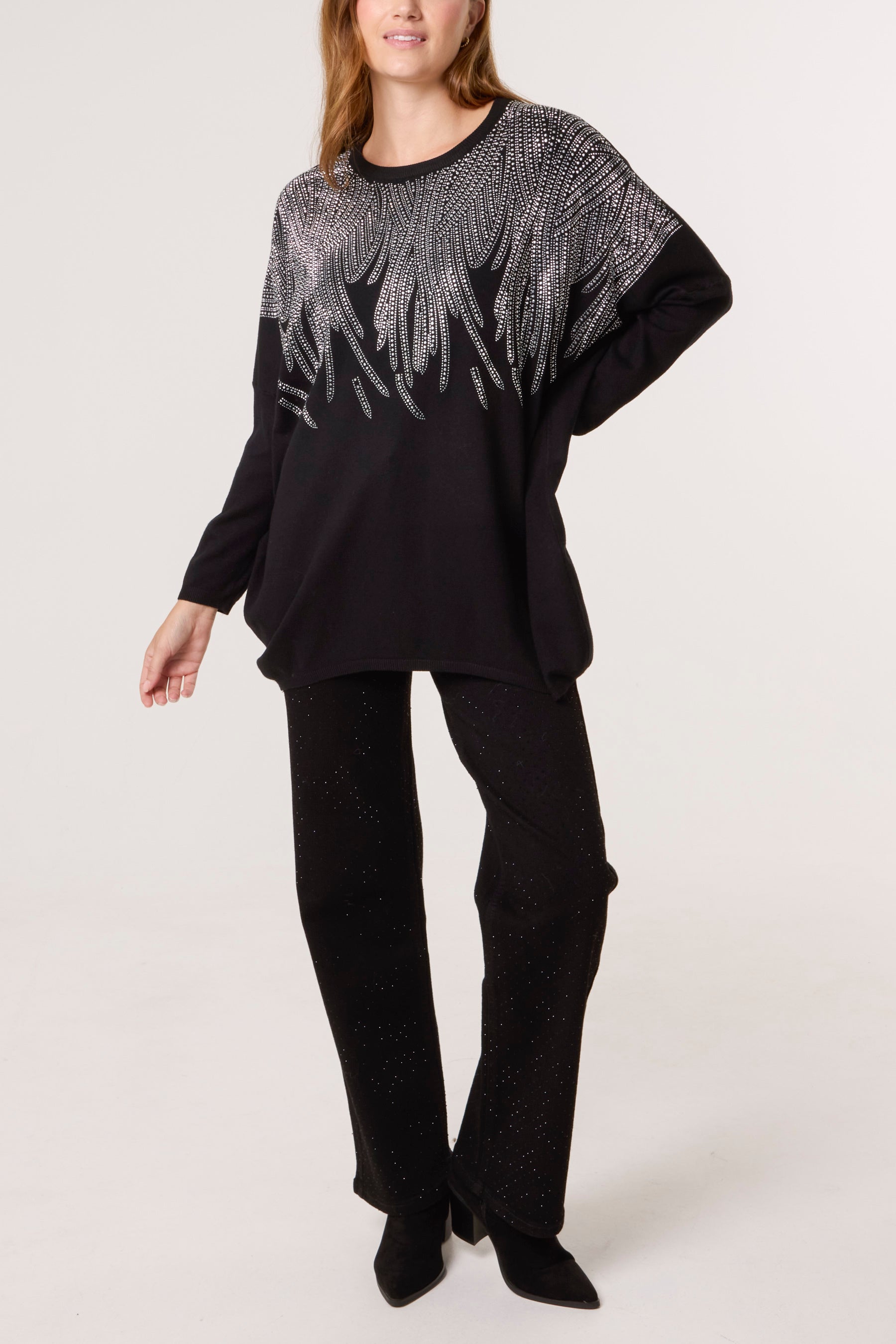 Diamante Spikes Round Neck Jumper
