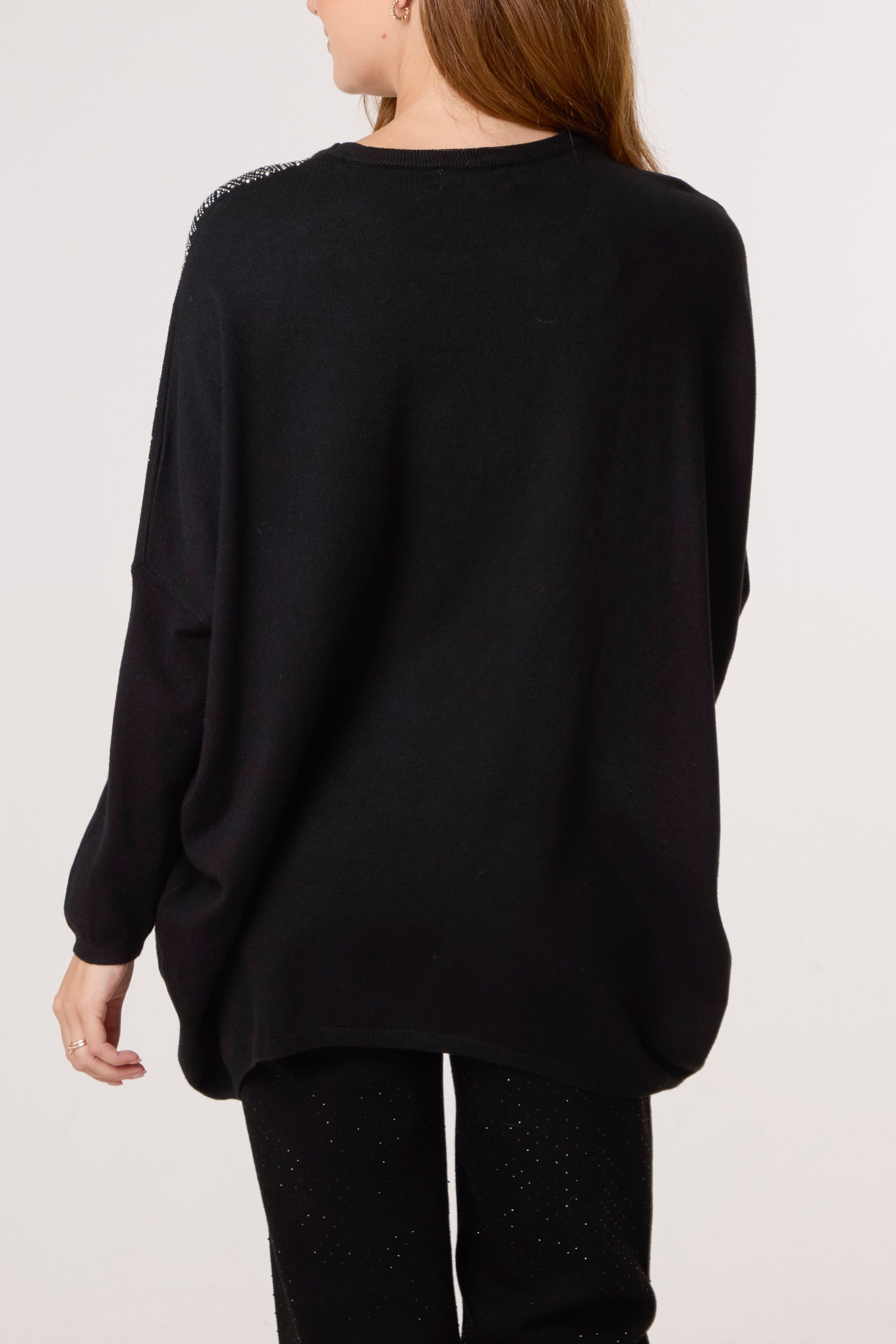 Diamante Spikes Round Neck Jumper