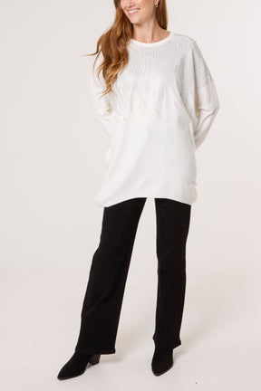 Diamante Spikes Round Neck Jumper