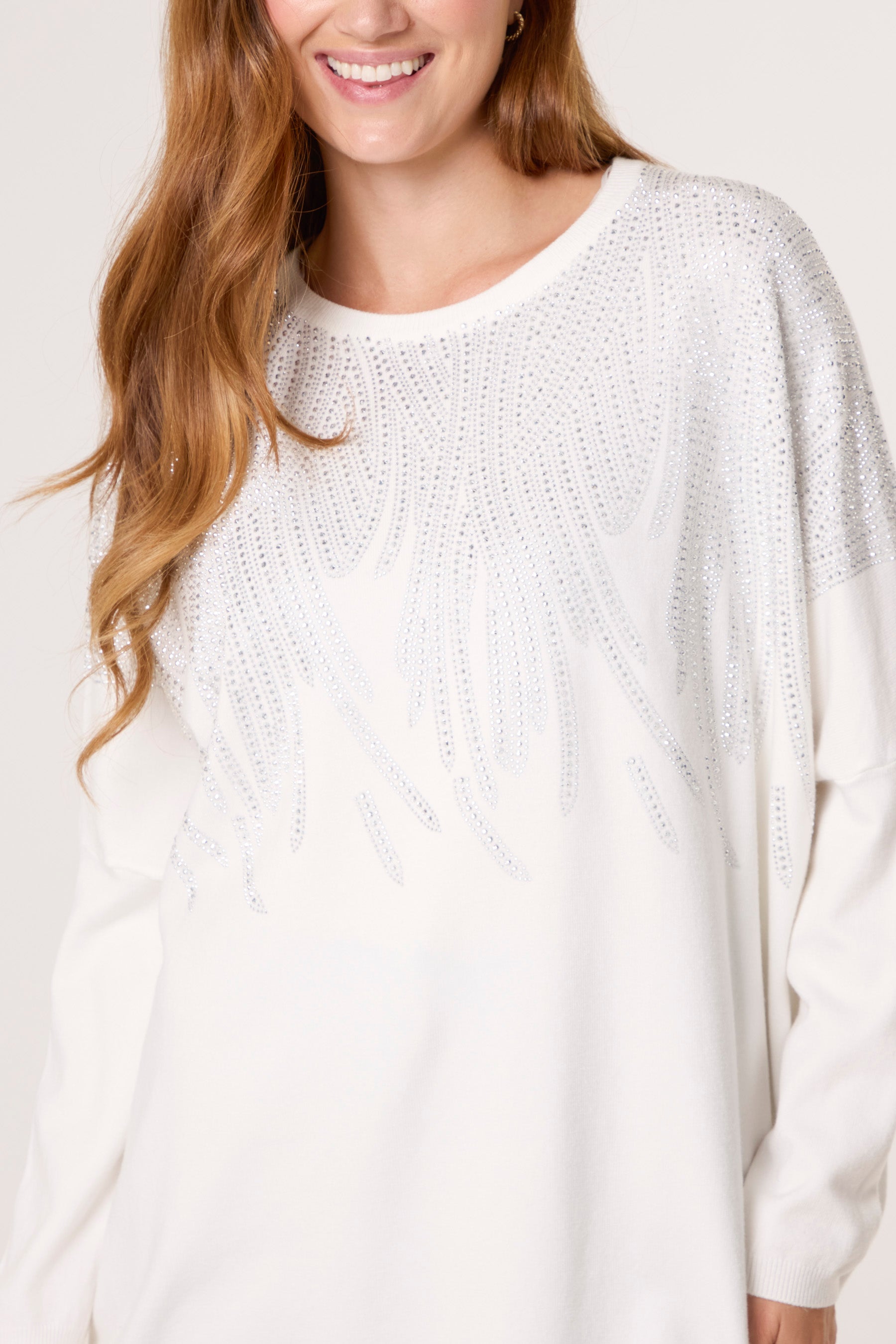 Diamante Spikes Round Neck Jumper