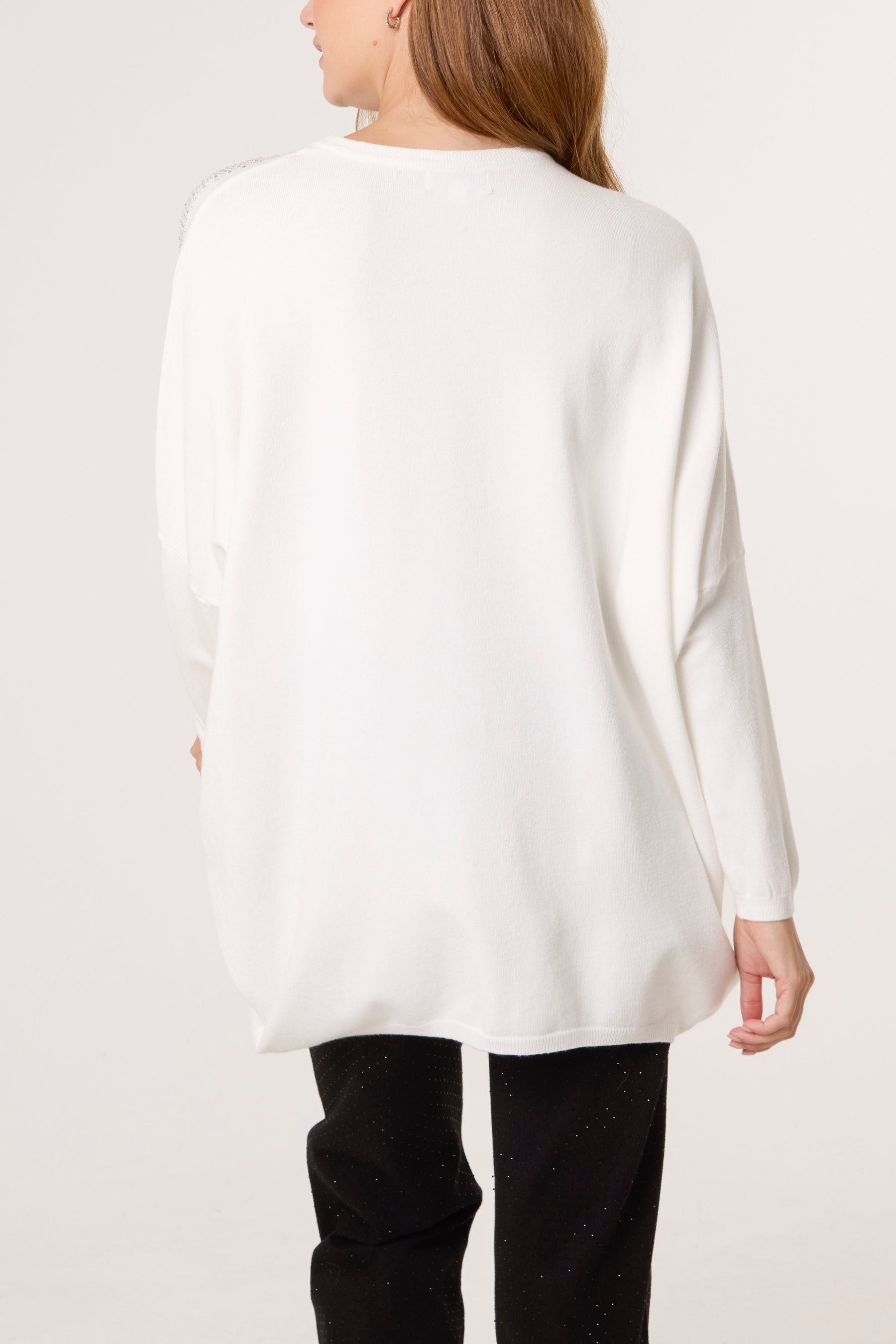 Diamante Spikes Round Neck Jumper