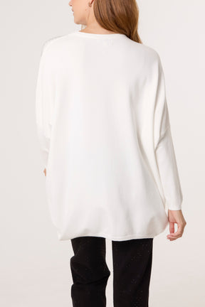 Diamante Spikes Round Neck Jumper