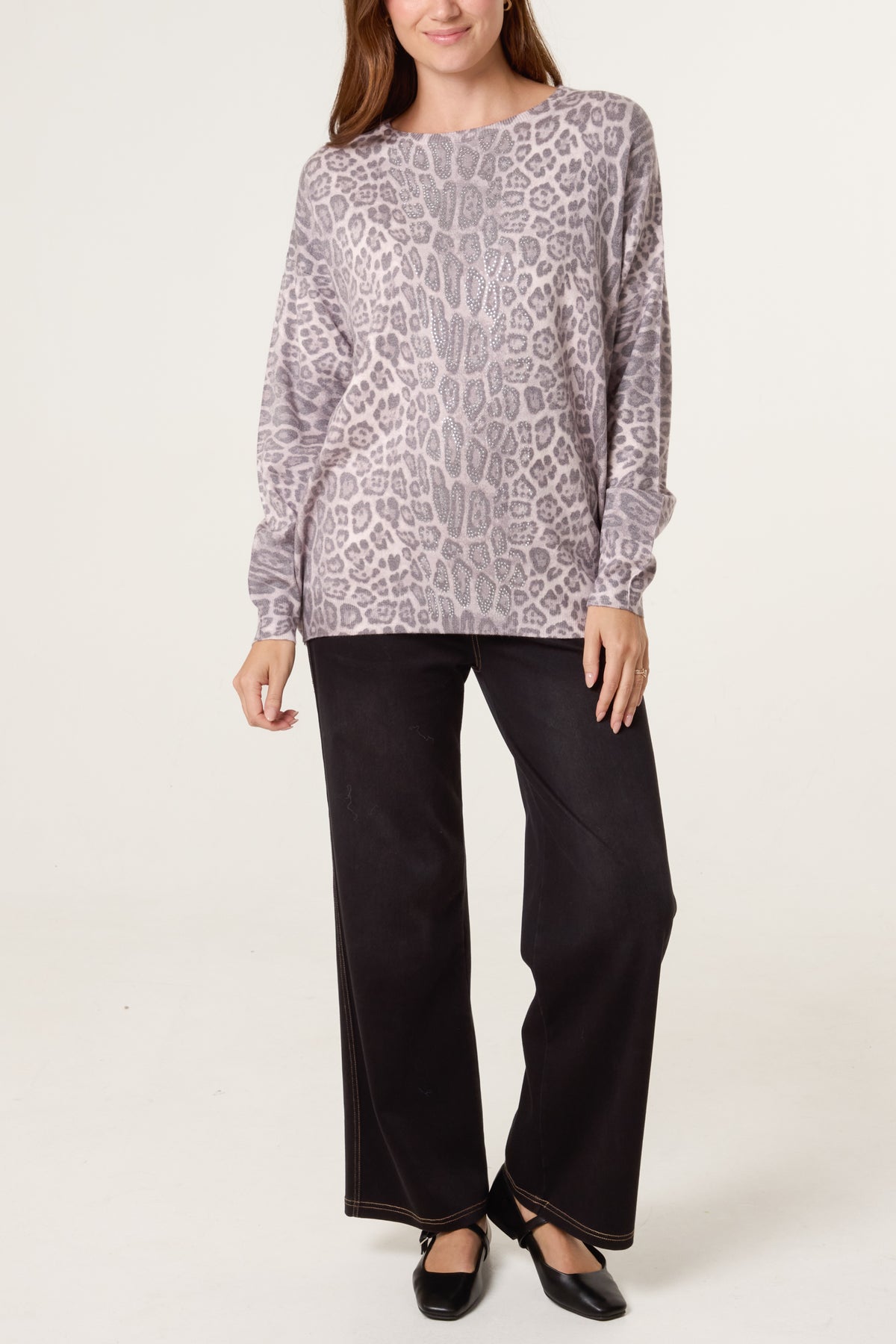 Leopard Embellished Knit Jumper