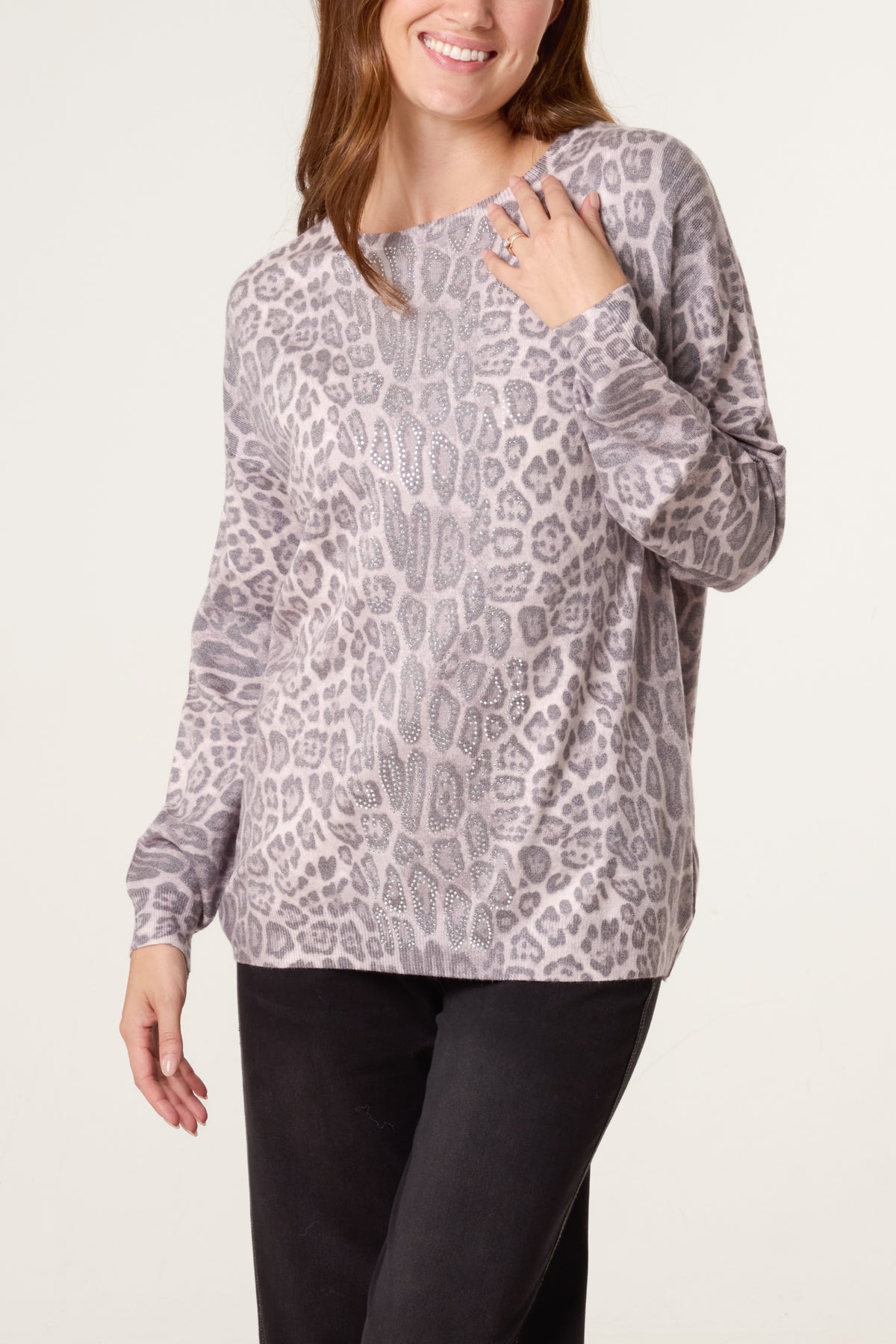 Leopard Embellished Knit Jumper