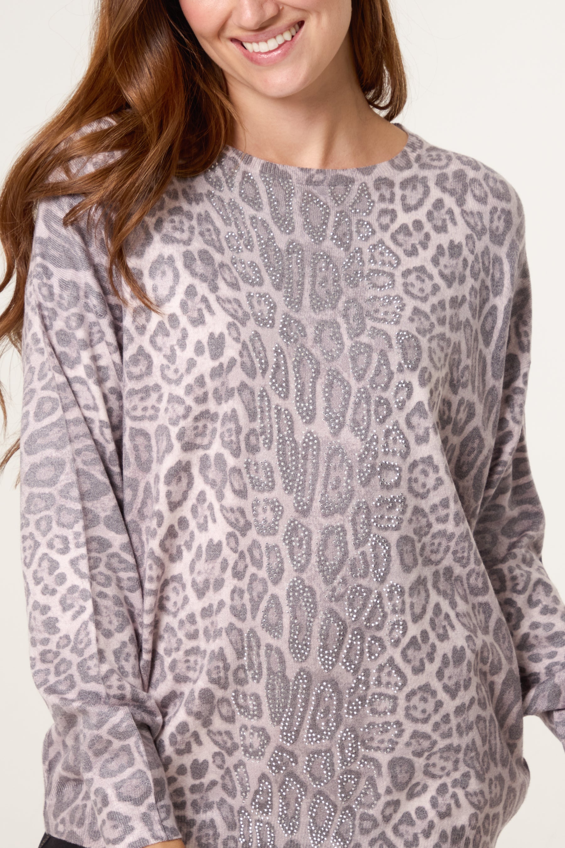 Leopard Embellished Knit Jumper