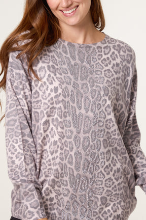Leopard Embellished Knit Jumper