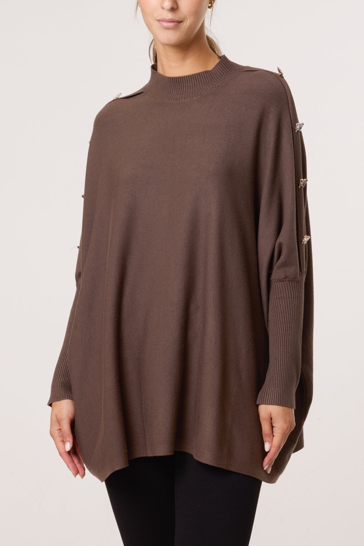 Butterfly Sleeve Ribbed Batwing Jumper