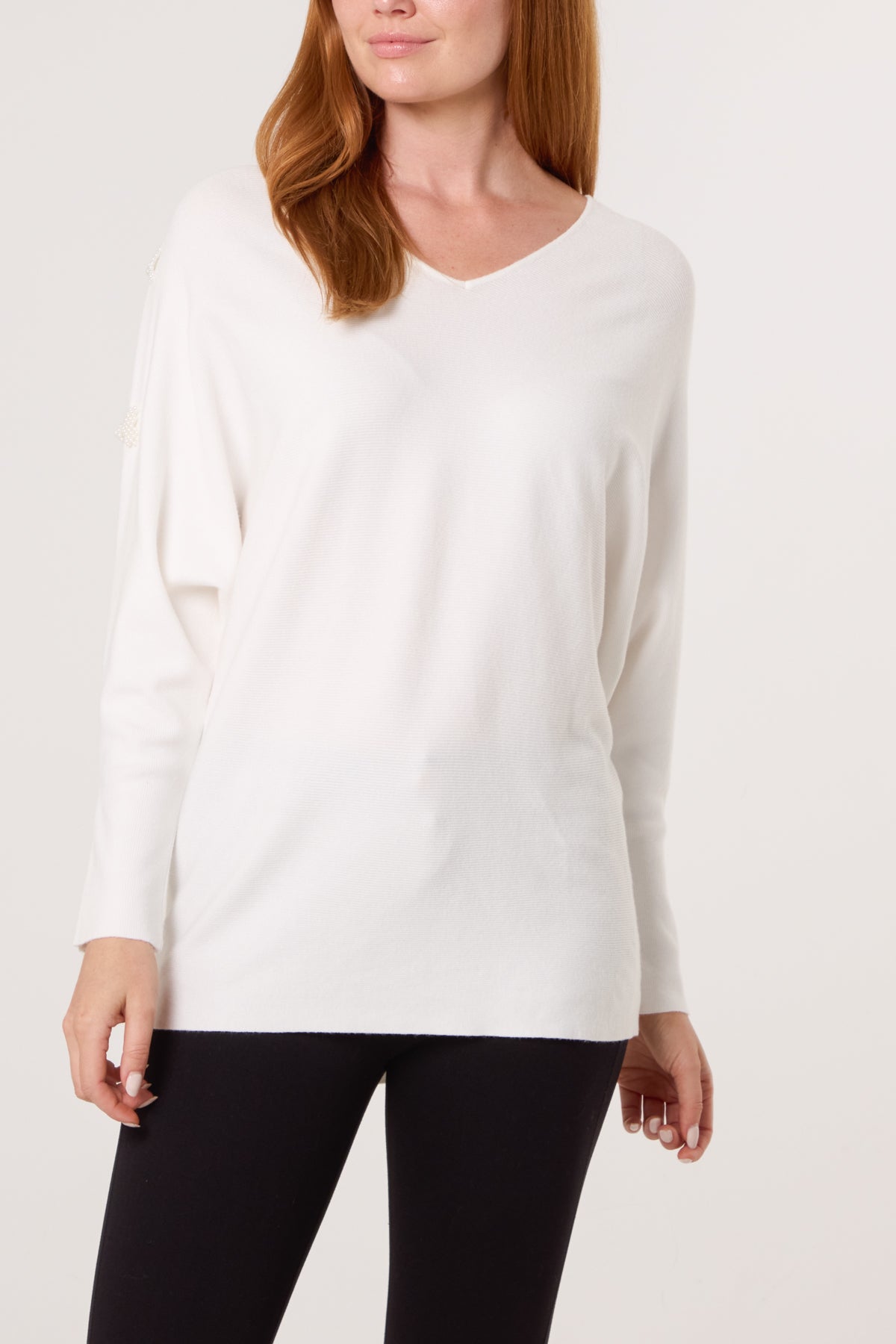 Pearl Bow Cut Out Sleeve Jumper