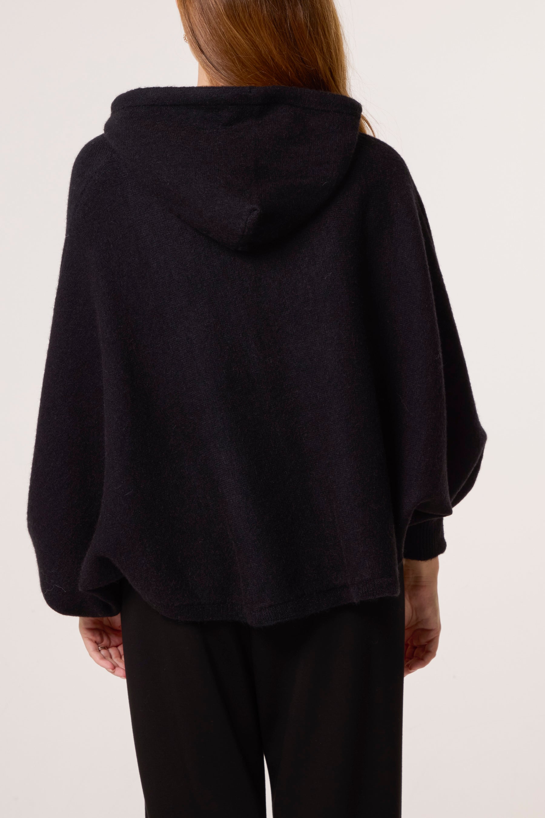 Puff Sleeve Boxy Knit Hoodie