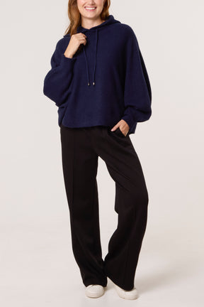 Puff Sleeve Boxy Knit Hoodie