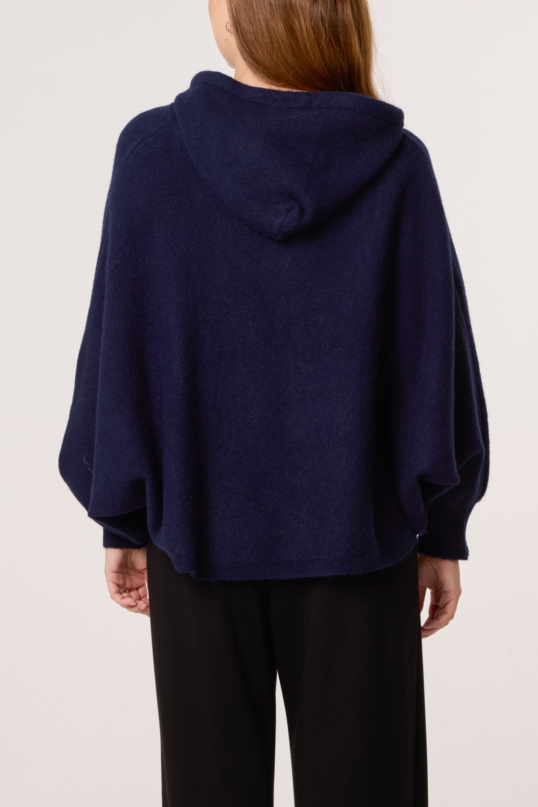 Puff Sleeve Boxy Knit Hoodie