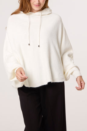Puff Sleeve Boxy Knit Hoodie