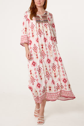 Aztec Damask Print Tunic Dress