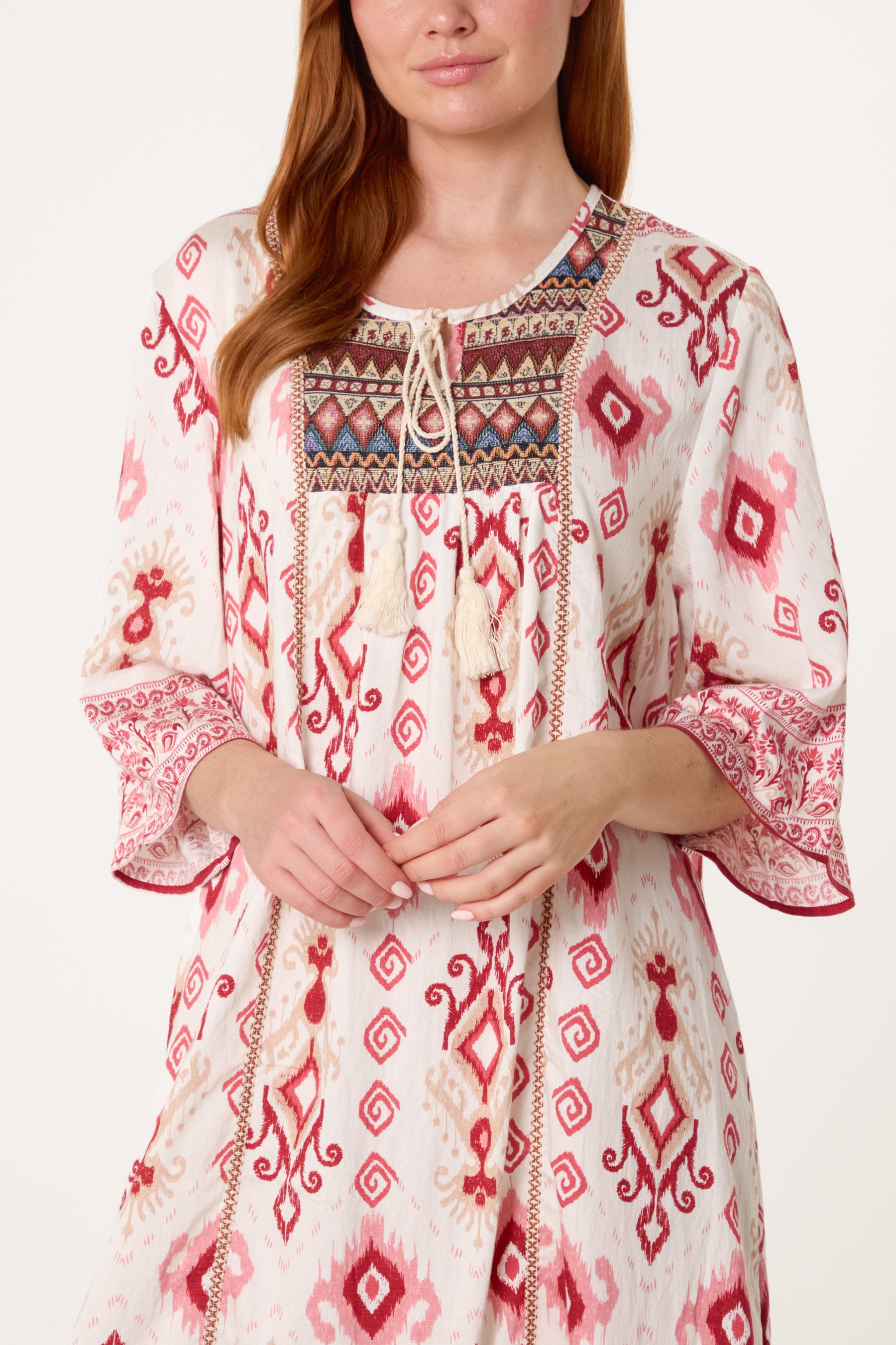 Aztec Damask Print Tunic Dress