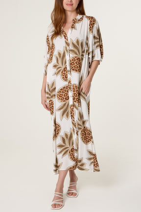 Pineapple Button Through Relaxed Dress