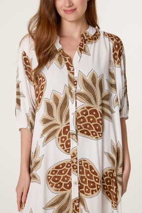 Pineapple Button Through Relaxed Dress