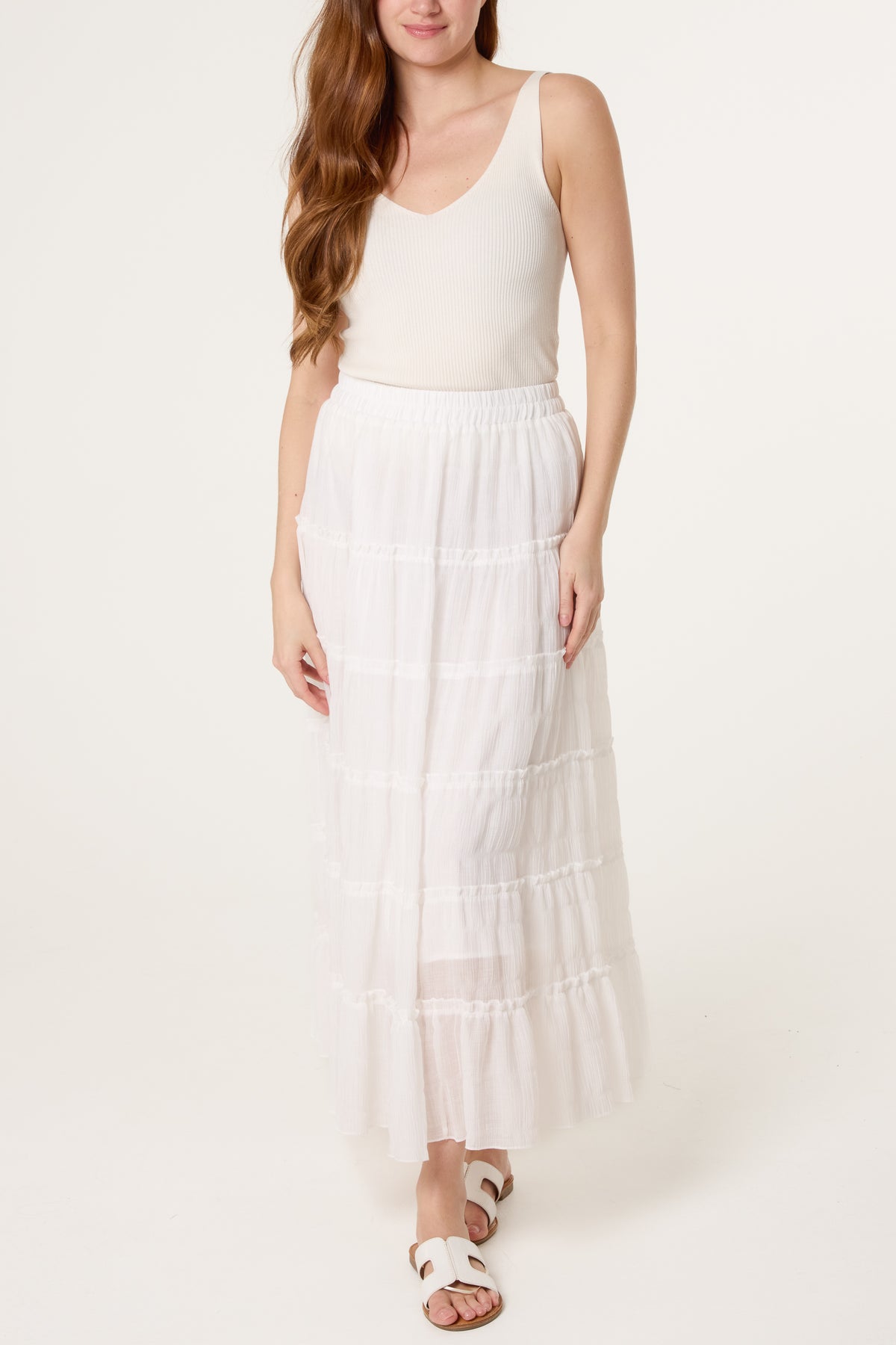 Tiered Viscose Maxi Skirt