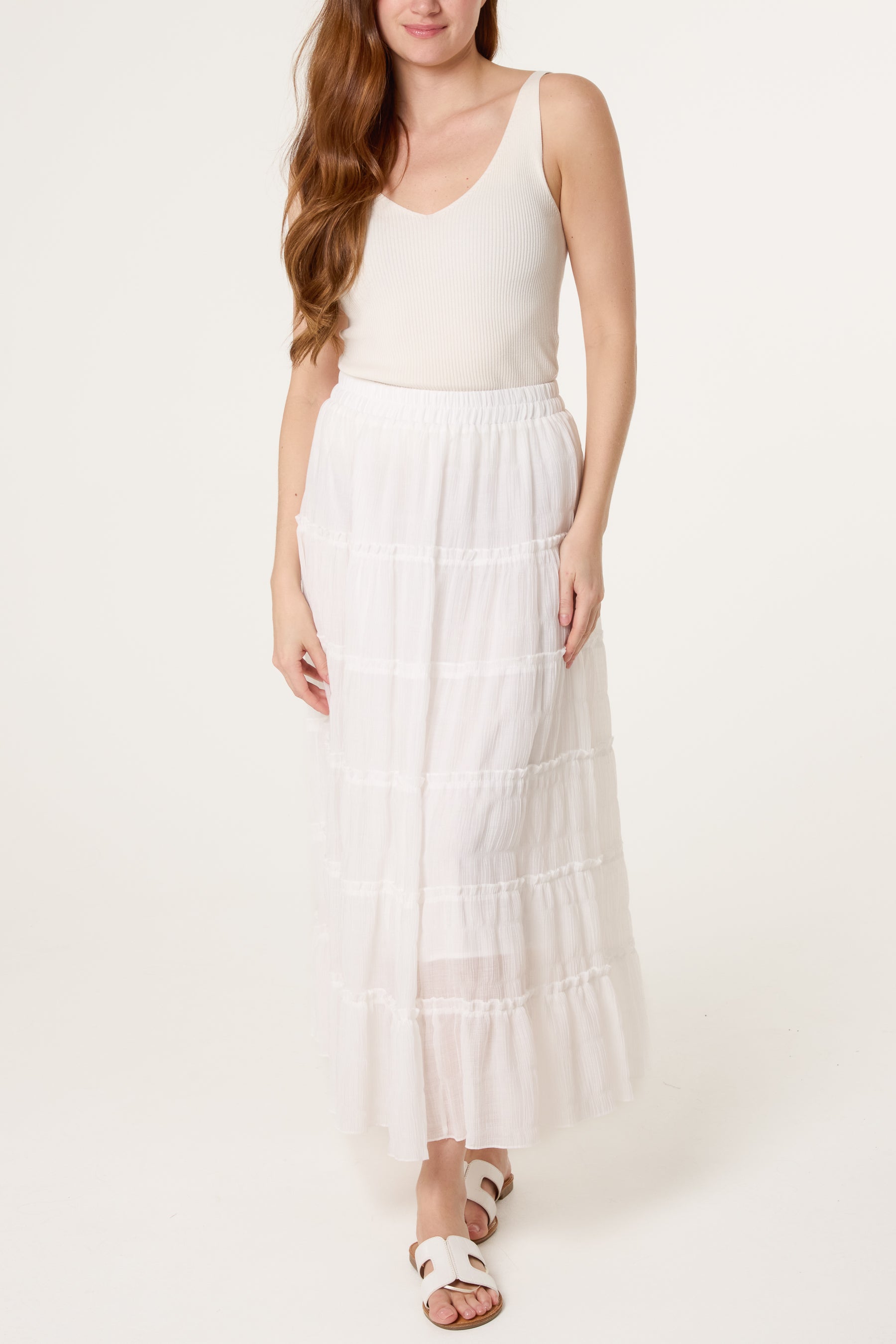 Tiered Viscose Maxi Skirt