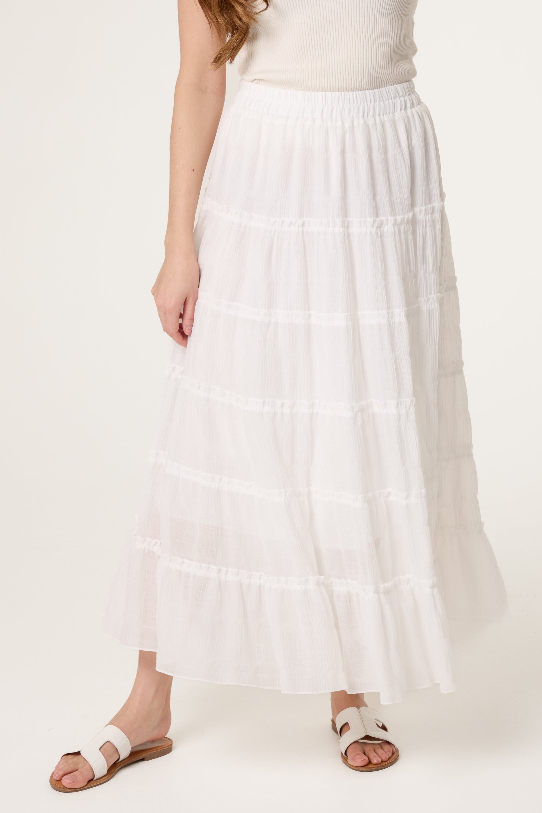 Tiered Viscose Maxi Skirt