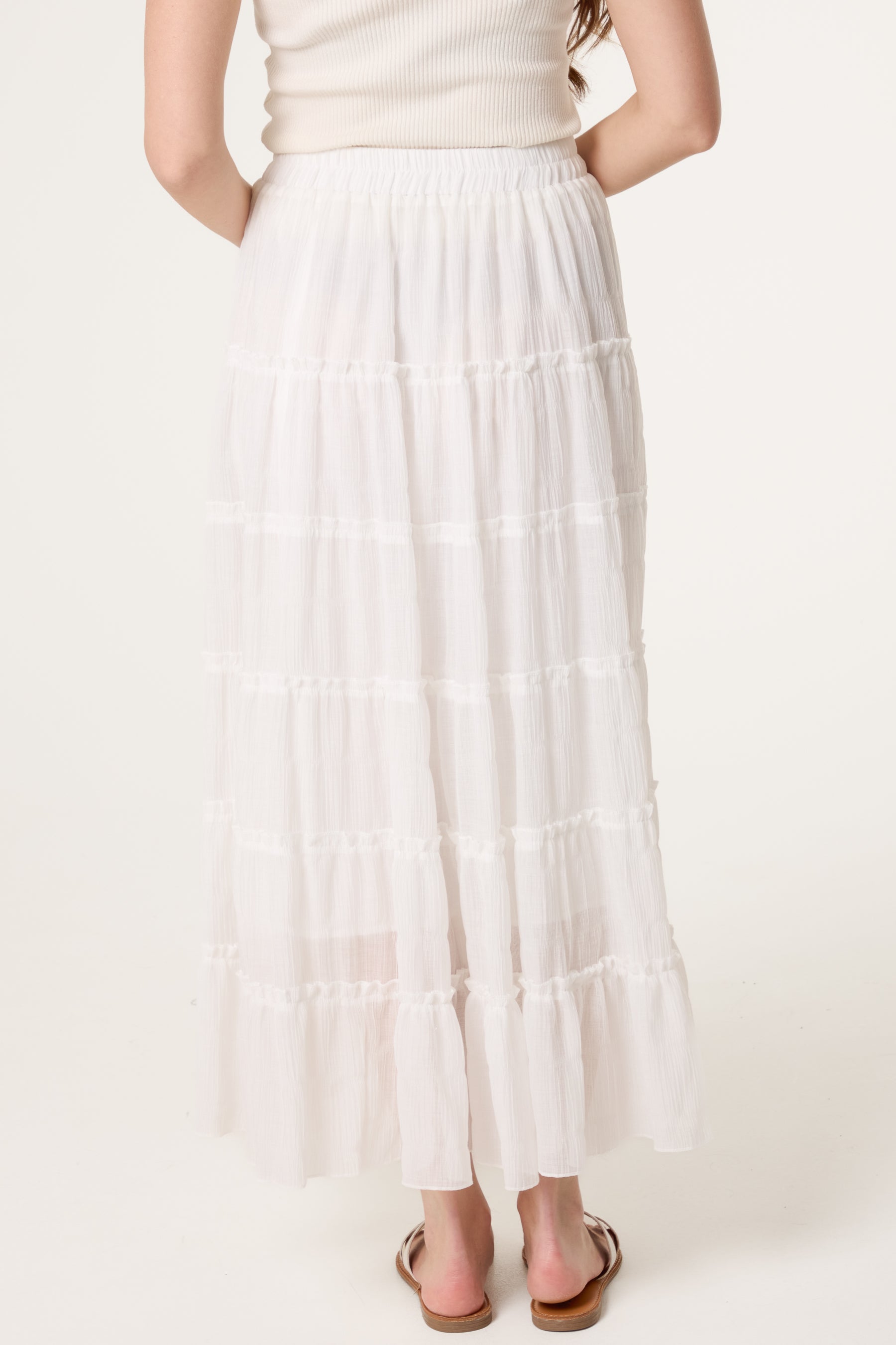 Tiered Viscose Maxi Skirt