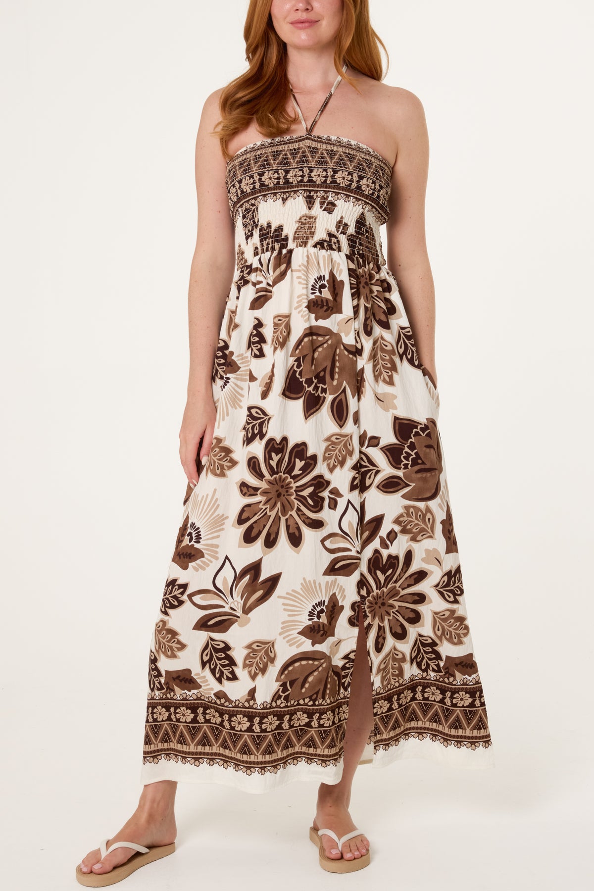 Bandeau Border Floral Dress