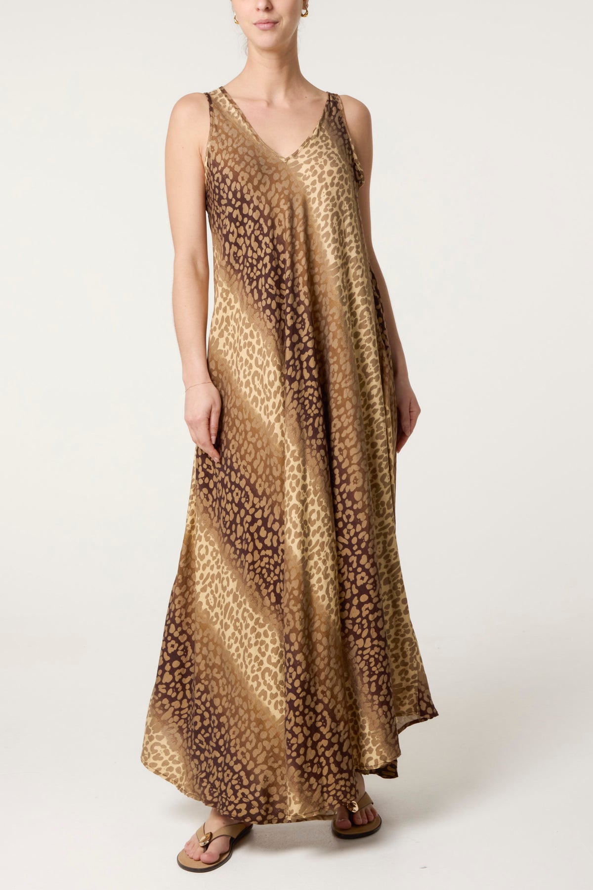 Ombre Animal Print Sleeveless Maxi Dress