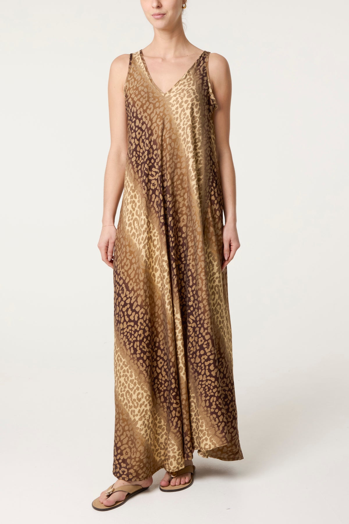 Ombre Animal Print Sleeveless Maxi Dress