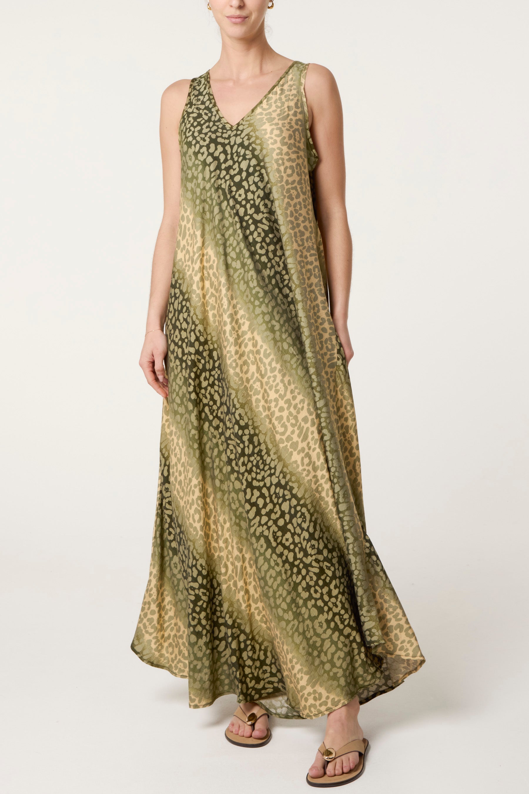 Ombre Animal Print Sleeveless Maxi Dress