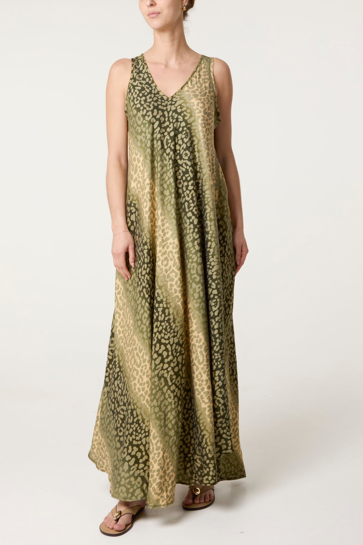 Ombre Animal Print Sleeveless Maxi Dress