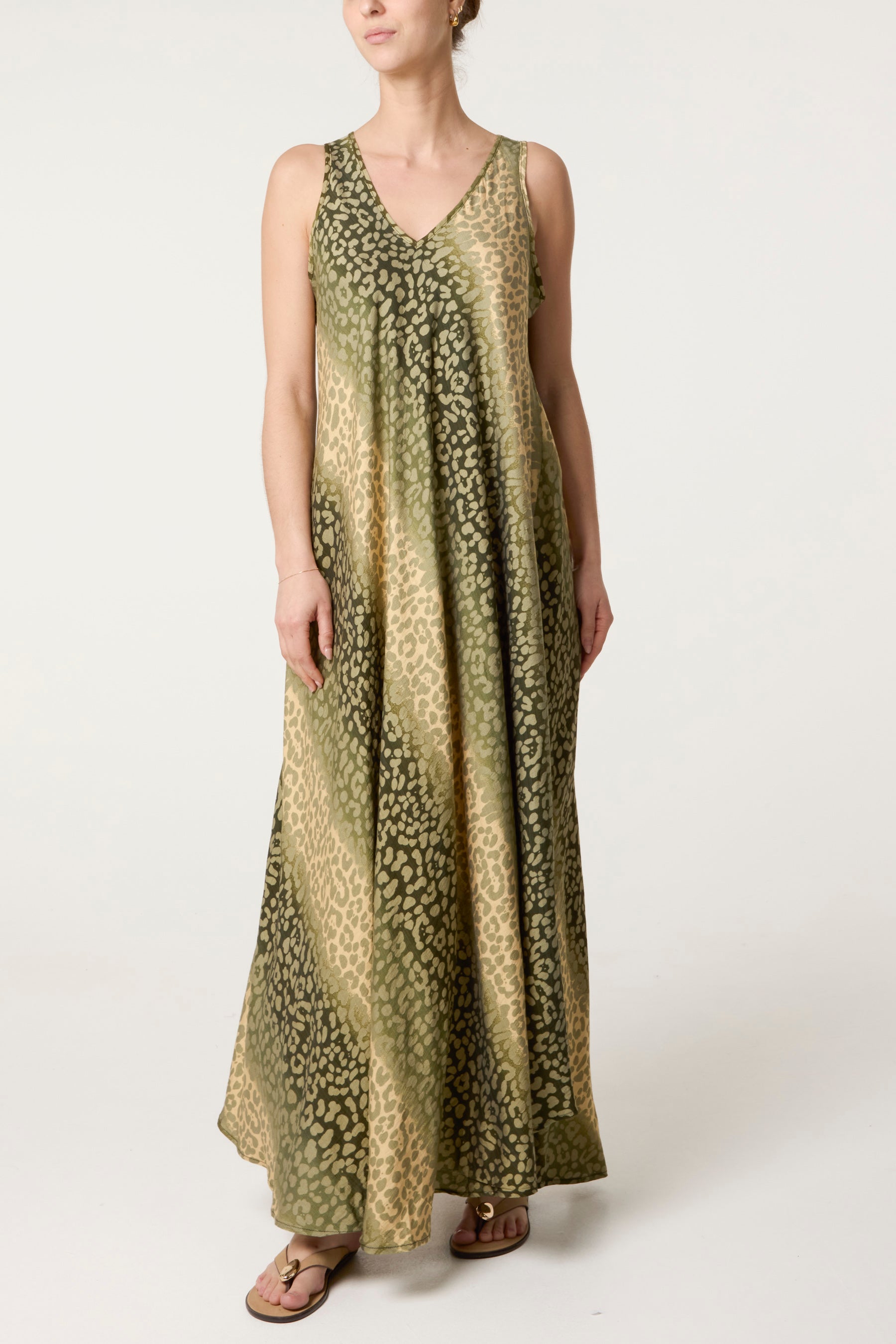 Ombre Animal Print Sleeveless Maxi Dress