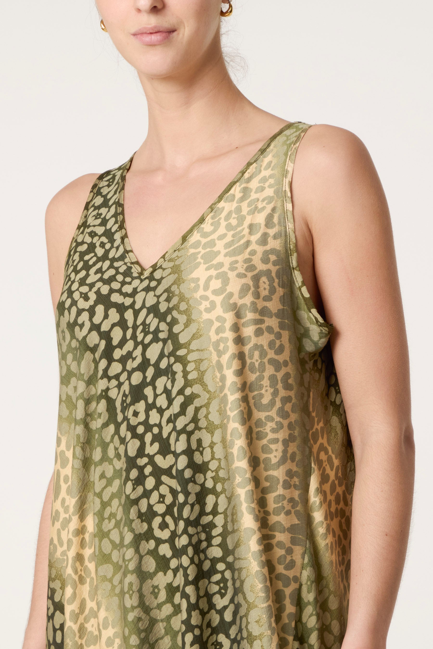 Ombre Animal Print Sleeveless Maxi Dress