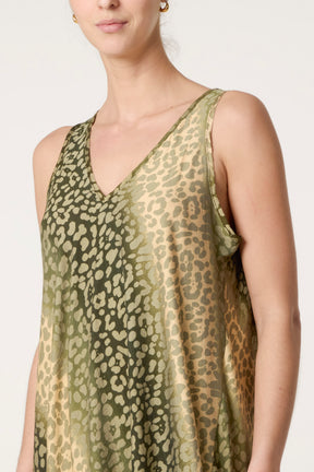 Ombre Animal Print Sleeveless Maxi Dress