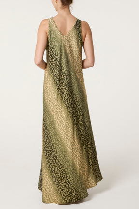 Ombre Animal Print Sleeveless Maxi Dress