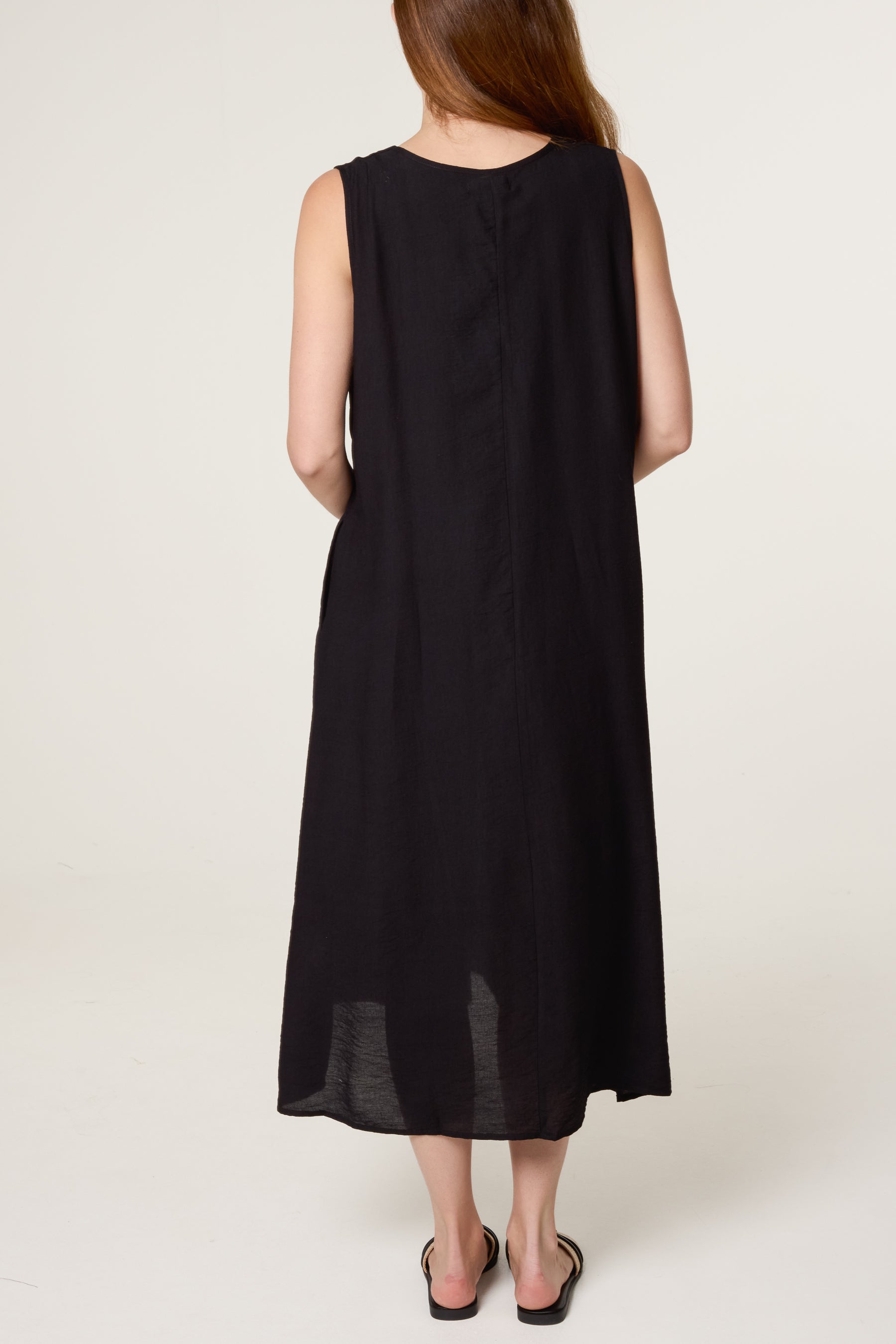 Gold Button V Tunic Dress