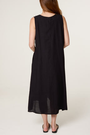 Gold Button V Tunic Dress