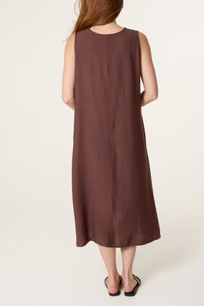 Gold Button V Tunic Dress