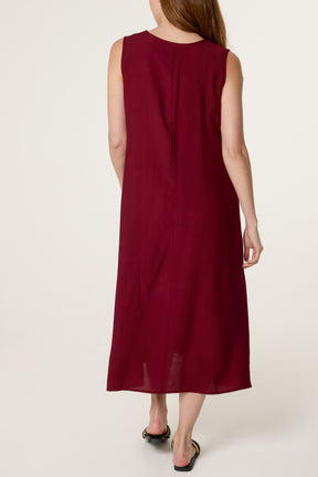 Gold Button V Tunic Dress