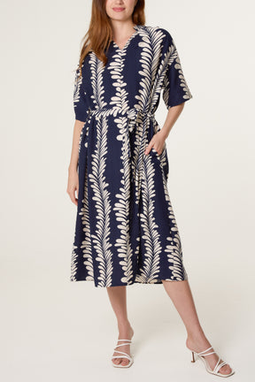 Leaf Vines Belted Dress